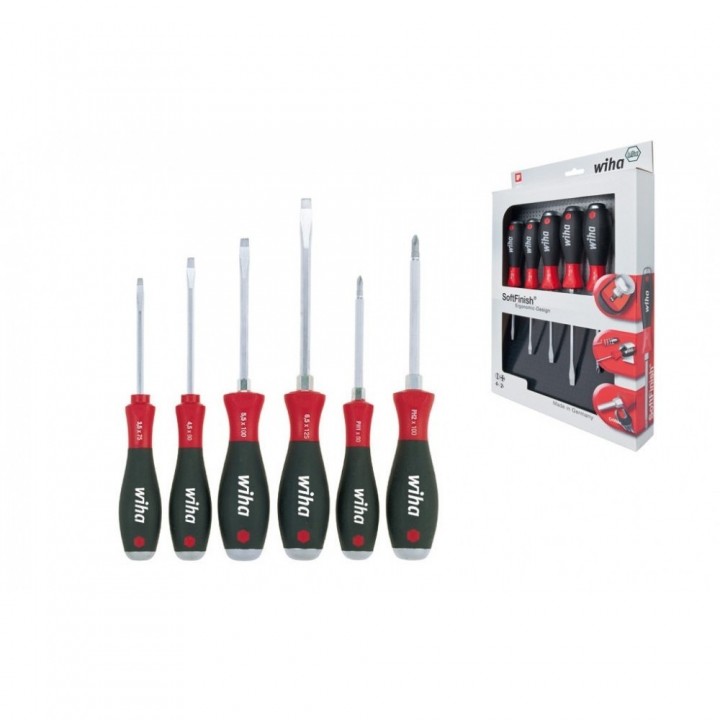 Set 6 surubelnite WIHA SoftFinish cu hexagon de antrenare si capac din otel 21251