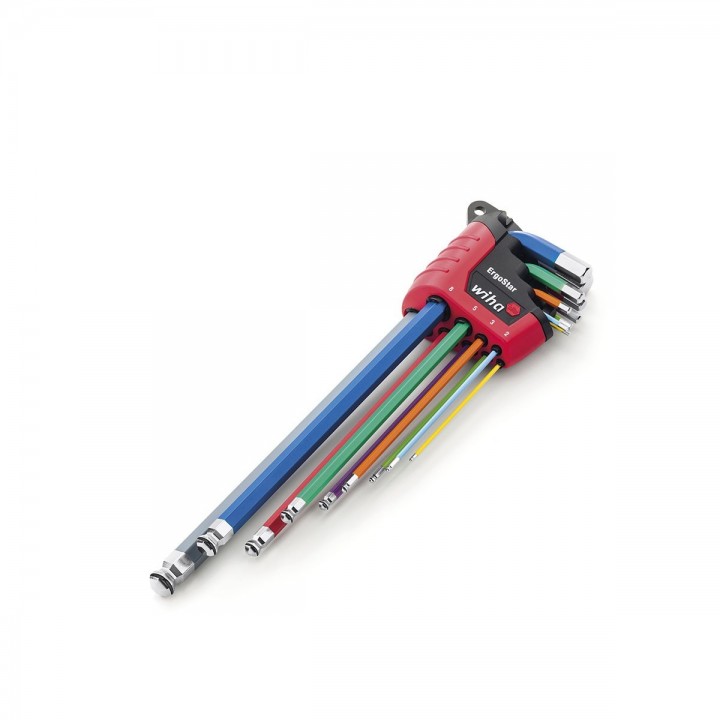 Set chei imbus cromate cu bila. fluorescente. WIHA suport ErgoStar