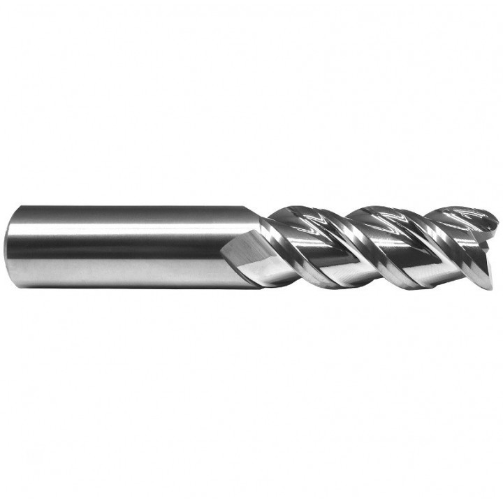 Freză de finisare din carbură solidă la 45 ° pentru aluminiu, 3 caneluri