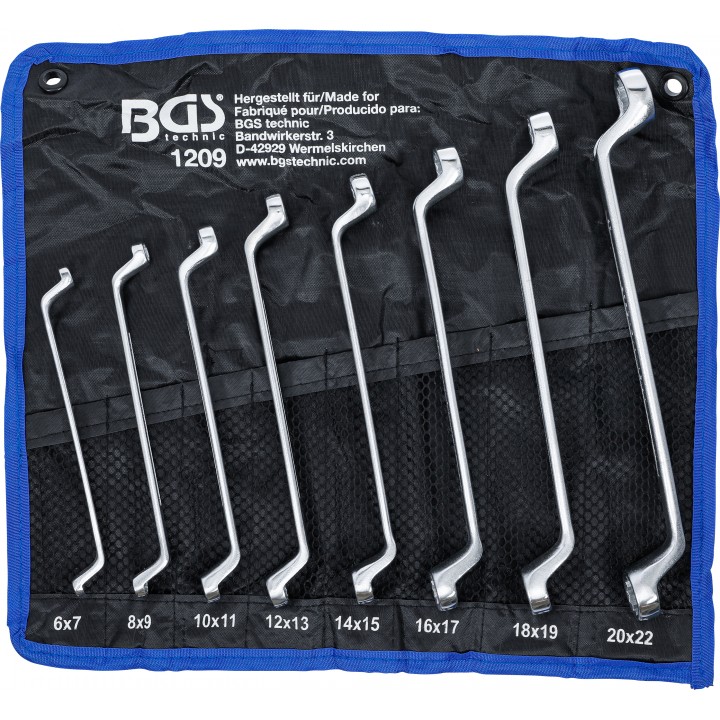 Set chei inelare duble  cotite  6 x 7 - 20 x 22 mm  8 piese