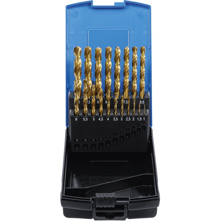 Set burghie spiralate HSS-G titan nitrurat 1 - 10 mm 19 piese