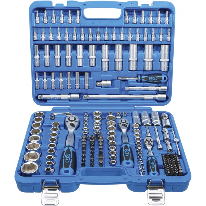 Set chei tubulare 6 colturi | Antrenare 6,3 mm 1pe4 | 10 mm 3pe8 | 12,5 mm 1pe2 | Marimi în toli | 192 piese