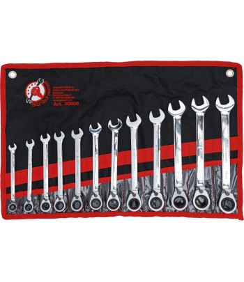 Set chei combinate cu clichet reversibile 8 - 19 mm 12 piese