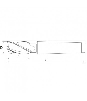 Freza cilindro-frontala cu coada conica, 4-8 dinti, HSS, DIN 845, STAS 1683, Tip N - Aschietoare.com