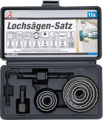 Set coroane de taiere  diametru 19 - 64 mm  Adancime 24 mm  11 piese