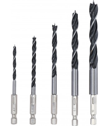 Set burghie pentru lemn  4 - 10 mm  Hexagon  5 piese