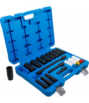 Set Chei tubulare de impact si Cap cheie de impact cu protectie | Hexagon | 12,5 mm 1pe2| 10 - 24 mm | 18 piese