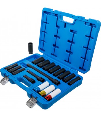 Set Chei tubulare de impact si Cap cheie de impact cu protectie | Hexagon | 12,5 mm 1pe2| 10 - 24 mm | 18 piese