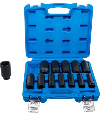 Set chei tubulare de impact cu protectie 6 colturi, adanc | 12,5 mm 1pe2 | Marimi în toli | 13 piese