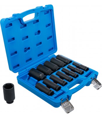 Set chei tubulare de impact cu protectie 6 colturi, adanc | 12,5 mm 1pe2 | Marimi în toli | 13 piese