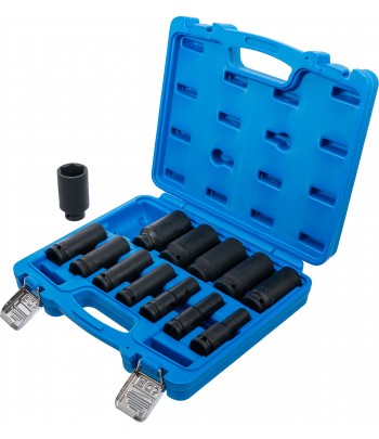 Set chei tubulare de impact cu protectie 6 colturi, adanc | 12,5 mm 1pe2 | Marimi în toli | 13 piese