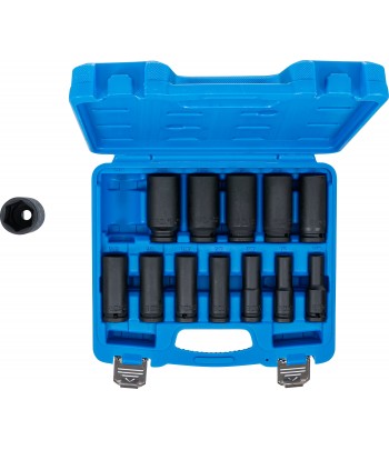 Set chei tubulare de impact cu protectie 6 colturi, adanc | 12,5 mm 1pe2 | Marimi în toli | 13 piese