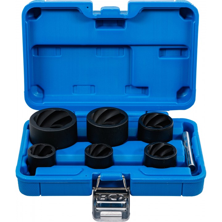 Set capete chei tubulare profil spiral / Extractoare de suruburi | 12,5 mm 1pe2 + 20 mm 3pe4 | 22 - 41 mm | 6 piese