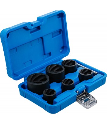 Set capete chei tubulare profil spiral / Extractoare de suruburi | 12,5 mm 1pe2 + 20 mm 3pe4 | 22 - 41 mm | 6 piese