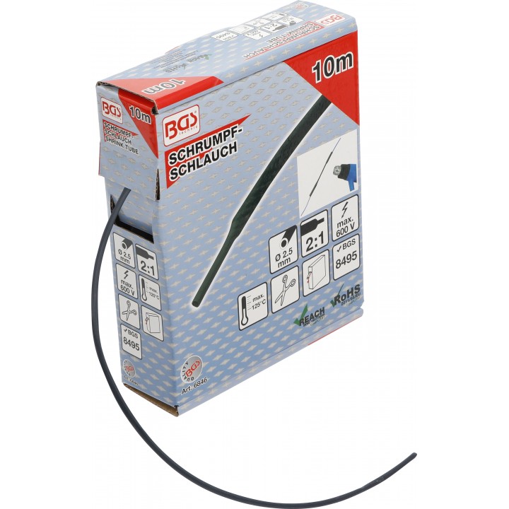 Cutie furtunuri contractabile negru diametru 2,5 mm 10 m