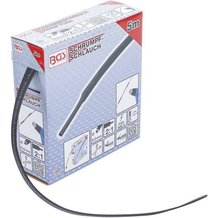 Cutie furtunuri contractabile negru diametru 8 mm 5 m