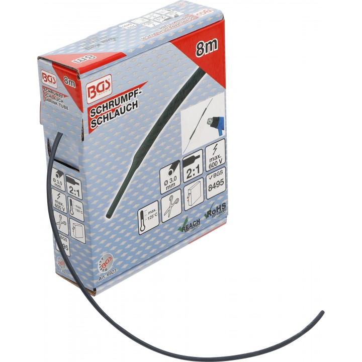 Cutie furtunuri contractabile negru diametru 3 mm 8 m