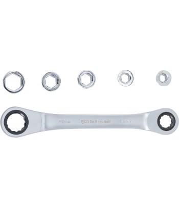 Cheie inelara cu clichet cu set adaptor 8 - 19 mm 6 piese