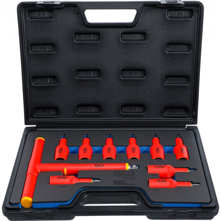 Set capete biti VDE | Antrenare patrat interior 12,5 mm 1pe2 | Profil T pentru Torx T20 - T55 | 10 piese