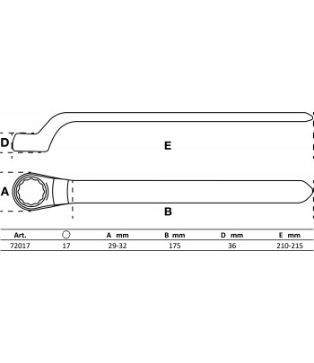 Cheie inelara cu un capat VDE  cotite adanc  17 mm