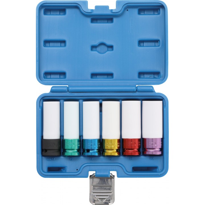 Set capete cheie de impact cu protectie | 12,5 mm 1pe2 | 15 | 17 | 19 | 27 | 22 mm / MS17 | 6 piese