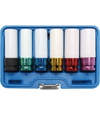 Set capete cheie de impact cu protectie | 12,5 mm 1pe2 | 15 | 17 | 19 | 27 | 22 mm / MS17 | 6 piese