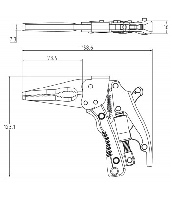 Cleste autoblocant cu falci lungi  cu prindere pistol  170 mm